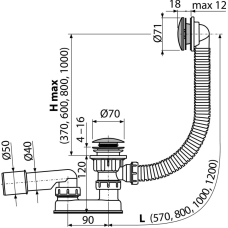 A504CKM Сифон для ванни click-clack 70мм{20} ALCA 1056549