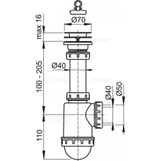 A441 Кухня 1 1/2*d70 нерж., без випуску {25} ALCA 1003697