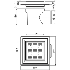 APV12 Трап 150*150/110 нерж. боковий {8} ALCA 1056558