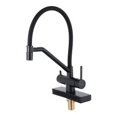 G4098-6 кухня одноваж. вис. вилив+ ВОДОСПАД  латунь гайка карт.90° Ø35 (чорний) {8/1} GAPPO 1047626