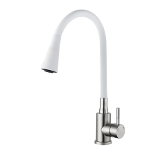 EKO4Y-01W кухня одноваж. силікон. вилив 2-х реж.нерж. сталь гайка Ø35 (білий) {10/1} WEZER 1055185