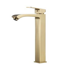 F1076-23 умивальник вис. одноваж. литий вилив лат. корпус гайка Ø35 (сатин золотий) {10/1} FRAP 1055643