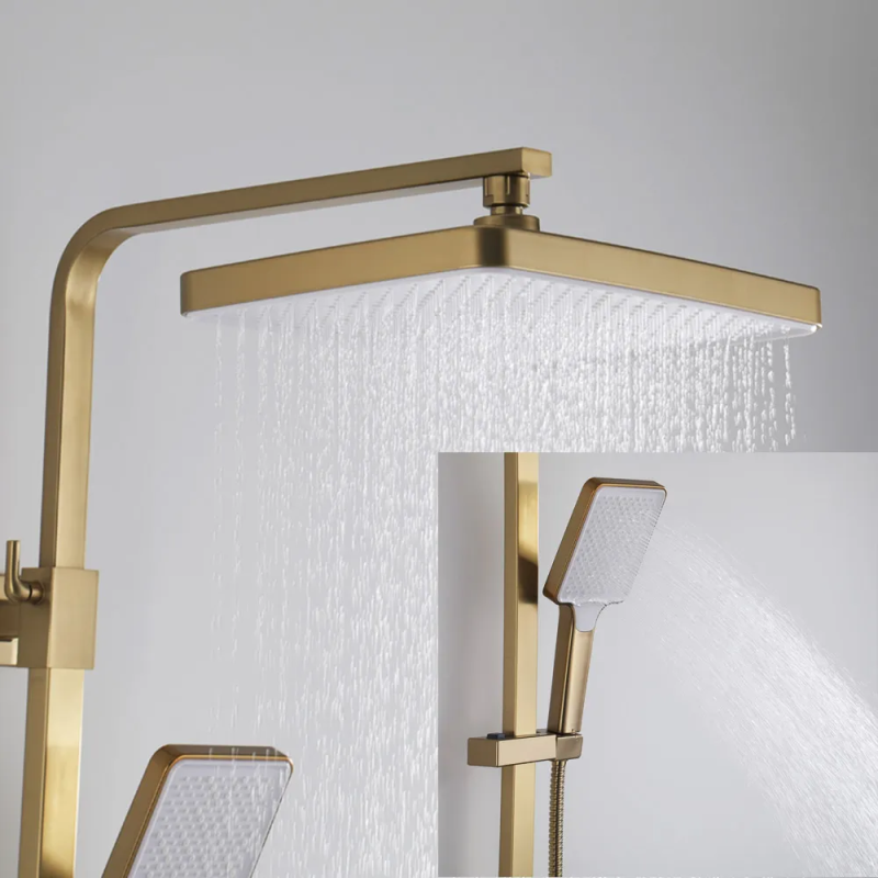 F2476-3 душ. система 3х функц. поворот. вилив-перимикач лат. корпус Ø35 (сатин золотий) {4/1} FRAP 1055640