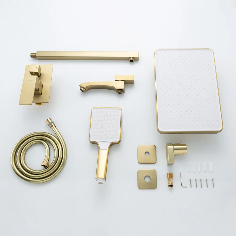 F7176-3 душ. система вбудована 3х функц. одноваж. вилив-перимикач лат. Ø35 (сатин золотий) {4/1} FRAP 1055642