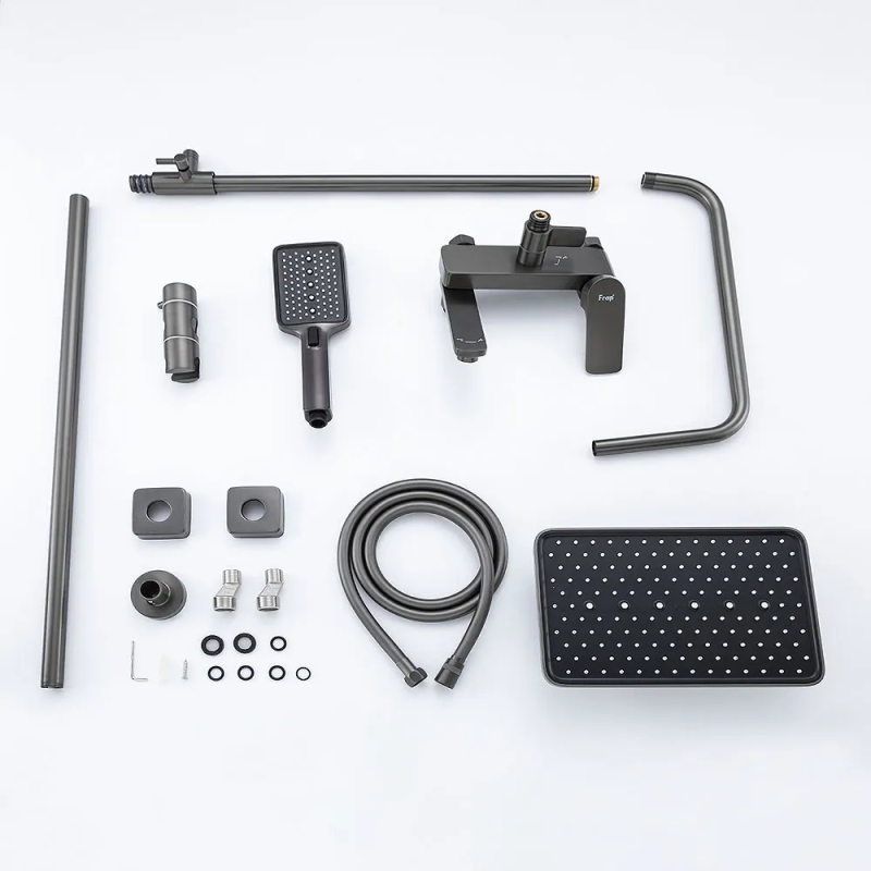 F2486-9 душ. система 3х функц. поворот. вилив лат. корпус Ø30 (гангрей) {4/1} FRAP 1055769