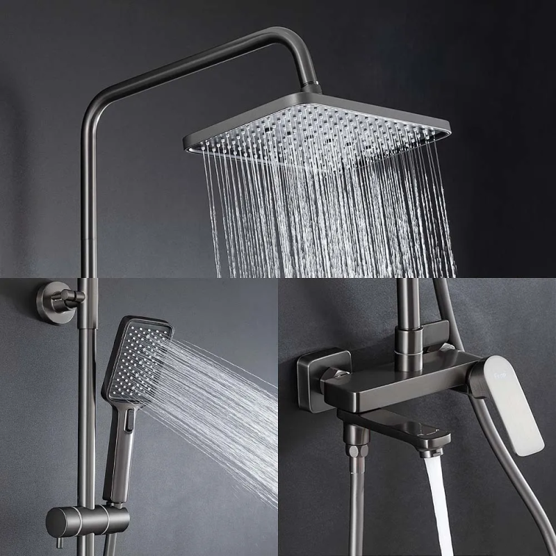 F2486-9 душ. система 3х функц. поворот. вилив лат. корпус Ø30 (гангрей) {4/1} FRAP 1055769