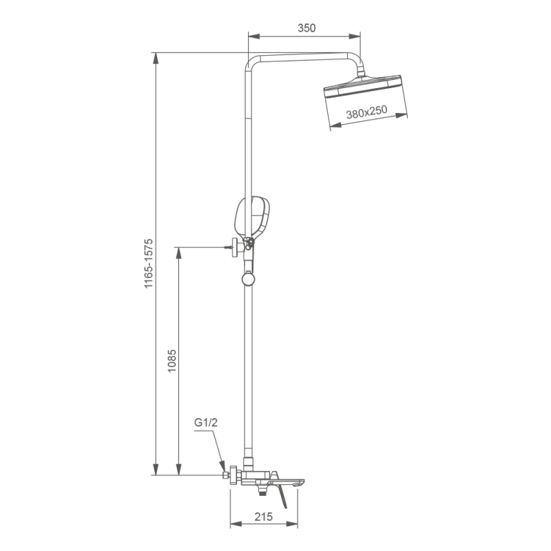 G2428-9 душ. система 3х функц. одноваж. лат. Ø35 (гангрей) {3/1} GAPPO 1055878