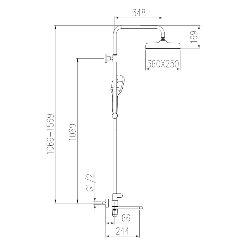G2410 душ. система 3х функц. лат. Ø35 (хром) {3/1} GAPPO 1055622