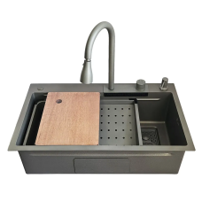 ID 7545-GC мийка PROFI 750x450x215мм,(3.0/0.8мм),сифон. дозат. 2 кош, дошк, зміщувач PVD Grey {1/1} ITAL 1047313