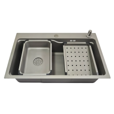 ID 7546-G мийка 750x460x215мм,(3.0/0.8мм),сифон. дозат. 2 кошика PVD Grey {1/1} ITAL 1047314