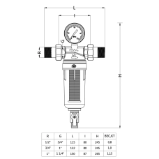 Фільтр промивний ITAL для гарячої води  3/4" з ключем латунь {6} ITAL 1055579