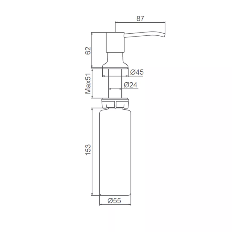 F408-6 Дозатор рідкого мила вбудований (нерж./пластик) 300мл (Чорний) {50/1} FRAP 1046753
