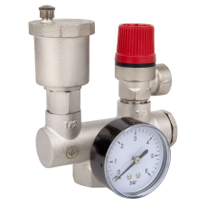 Група безпеки ITAL MINI 1" нік. + вихід 3/4РВ (клапан 3 bar+манометр 1/4+повітрявідв. 3/8) {20} ITAL 1057055