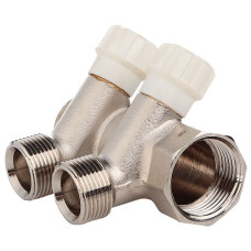 Колектор з вентильними кранами під євроконус FADO 1" x3/4"x2 (KVE12)