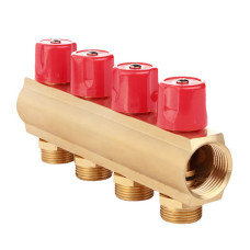 Балка колекторна з вентилями FADO 1"X3/4"x4 (KBV04)