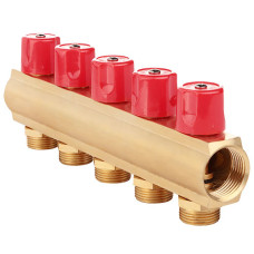 Балка колекторна з вентилями FADO 1"X3/4"x5 (KBV05)