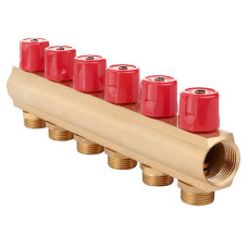 Балка колекторна з вентилями FADO 1"X3/4"x6 (KBV06)