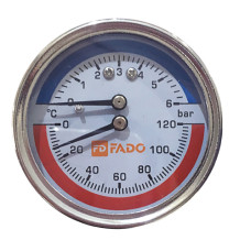 Термоманометр FADO фронтальний Д63 1/2" 120°С 6 бар (TMF01)