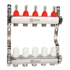 Колектор із нержавіючої сталі FADO з витратомірами 1"х3/4" 5 виходів (KRVS05)