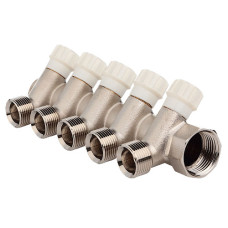 Колектор з вентильними кранами під євроконус FADO 1" x3/4"x5 (KVE15)