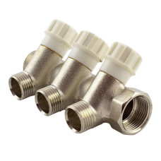 Колектор з вентильними кранами FADO 1"x1/2"x3 (KVR13)