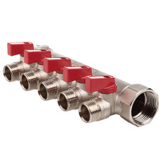 Колектор з шаровими кранами FADO 1" x 1/2"x5 (KSR15)