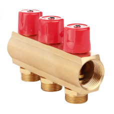 Балка колекторна з вентилями FADO 1"X3/4"x3 (KBV03)