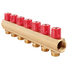 Балка колекторна з вентилями FADO 1"X3/4"x7 (KBV07)