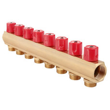 Балка колекторна з вентилями FADO 1"X3/4"x8 (KBV08)