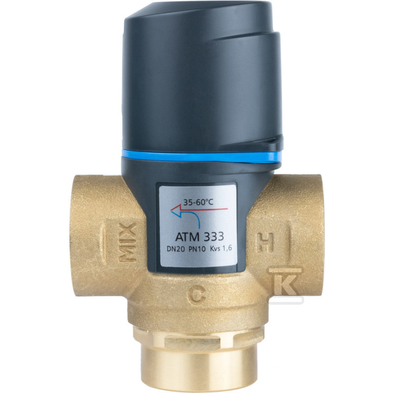 1233310 Клапан AFRISO  термостатичний змішуючий ATM333  DN20, Rp 3/4", 35-60C, Kvs 1,6 м 3/г