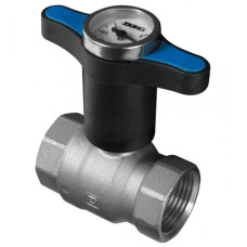Кран кульовий з пластиковою рукояткою (синя) з термометром HERZ, ВР-ВР, DN32 1220174