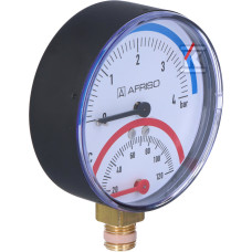 63337 Термоманометр ТМ80 0-4 бар, 20-120С, радіальний, з монтажним клапан AFRISO ом R1/2"