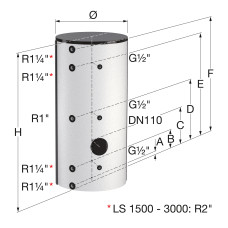 Flamco Накопичувальна емальована ємність ГВП LS 3000 без змійовиків, без ізоляції (18929)