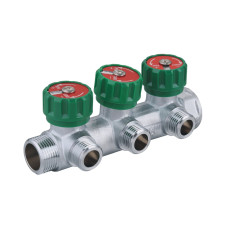 393012 Розподільча гребінка з регулюючими вентилями 3 контури 3/4''x1/2", латунь, Tervix Pro Line WD (393012)