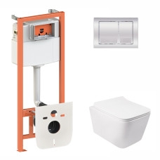 Інсталяція для унітазу 3 в 1 Qtap Nest + унітаз із сидінням, з панеллю змиву (QT05335170W0133M425M06028CRM)
