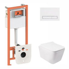 Інсталяція для унітазу 3 в 1 Qtap Nest + унітаз з сидінням, з панеллю змиву (QT05335170W0133M425M08V1384W)