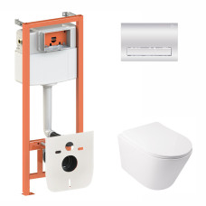 Інсталяція для унітазу 3 в 1 Qtap Nest + унітаз із сидінням Qtap Swan з панеллю змиву (QT16335178W0133M425M08381CRM)