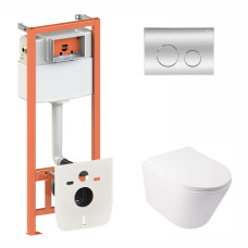 Інсталяція для унітазу 3 в 1 Qtap Nest + унітаз із сидінням Qtap Swan з панеллю змиву (QT16335178W0133M425M11112CRM)