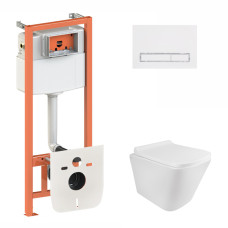 Інсталяція для унітазу 3 в 1 Qtap Nest + унітаз з сидінням, з панеллю змиву (QT1733052ERW0133M425M08V1384W)