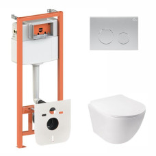 Інсталяція для унітазу 4 в 1 Qtap Nest + унітаз із сидінням Qtap Jay Ultra Quiet, з панеллю змиву (QT07335177W45138)