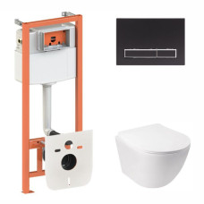 Інсталяція для унітазу 4 в 1 Qtap Nest + унітаз із сидінням Qtap Jay Ultra Quiet, з панеллю змиву (QT07335177W45139)