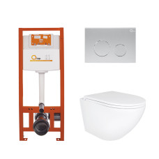 Інсталяція для унітазу 4 в 1 Qtap Nest + унітаз із сидінням Qtap Robin Ultra Quiet, з панеллю змиву (QT1333046EUQW45145)