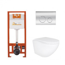 Інсталяція для унітазу 4 в 1 Qtap Nest + унітаз із сидінням Qtap Robin Ultra Quiet, з панеллю змиву (QT1333046EUQW45146)