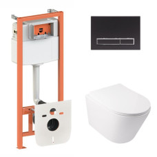 Інсталяція для унітазу 4 в 1 Qtap Nest + унітаз з сидінням Qtap Swan Ultra Quiet, з панеллю змиву (QT16335179W45153)