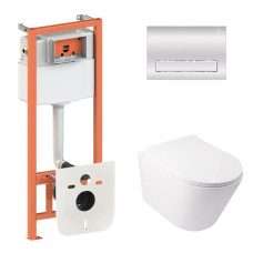 Інсталяція для унітазу 4 в 1 Qtap Nest + унітаз із сидінням Qtap Swan Ultra Quiet, з панеллю змиву (QT16335179W45154)