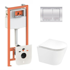 Інсталяція для унітазу 4 в 1 Qtap Nest + унітаз з сидінням Qtap Scorpio Ultra Quiet, з панеллю змиву (QT1433053EUQW45162)