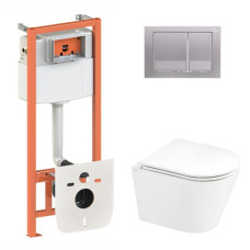 Інсталяція для унітазу 4 в 1 Qtap Nest + унітаз із сидінням Qtap Scorpio Ultra Quiet, з панеллю змиву (QT1433053EUQW45163)
