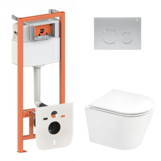 Інсталяція для унітазу 4 в 1 Qtap Nest + унітаз із сидінням Qtap Scorpio Ultra Quiet, з панеллю змиву (QT1433053EUQW45166)
