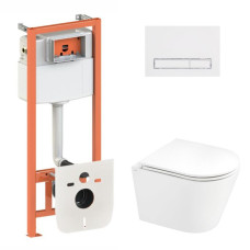 Інсталяція для унітазу 4 в 1 Qtap Nest + унітаз із сидінням Qtap Scorpio Ultra Quiet, з панеллю змиву (QT1433053EUQW45169)