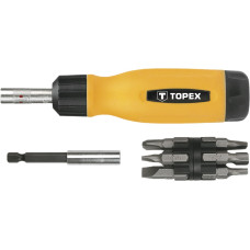 Topex Викрутка для насадок 1/4", 14од, 12 біт SL, PH, PZ, Torx в рукоятці, CrV (39D518)